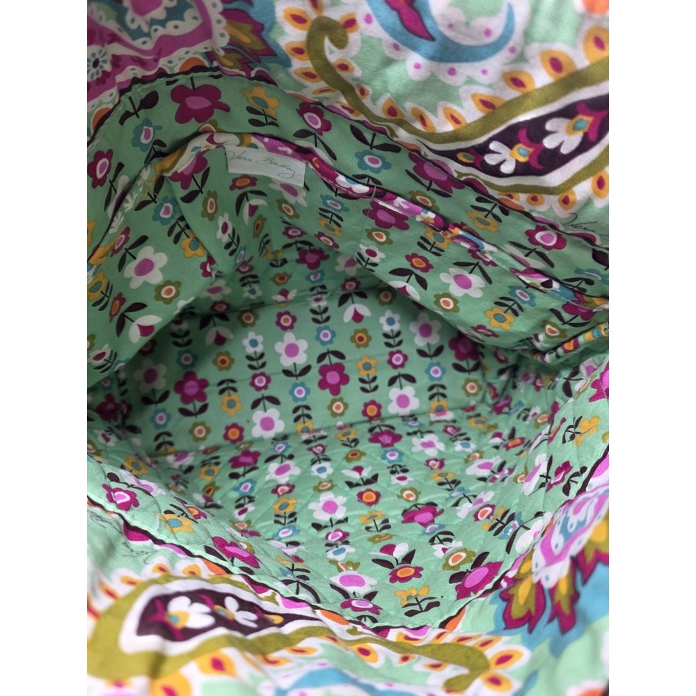 Vera Bradley Tutti Frutti Tote Green Pink Paisley Floral Print - Picture 8 of 11